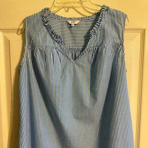 Crown & Ivy Pinstripe Cotton Blouse Top Size M